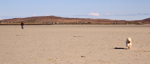 Crossing Vallay strand at low tide, North Uist