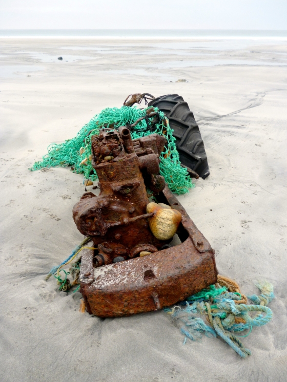 Old tractor washed up in Benbecula