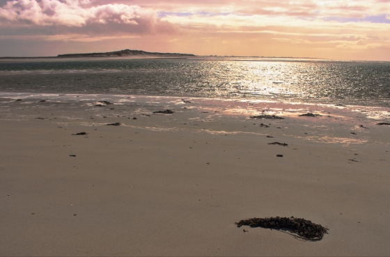 Sunset at the beach behind The Dark Island Hotel